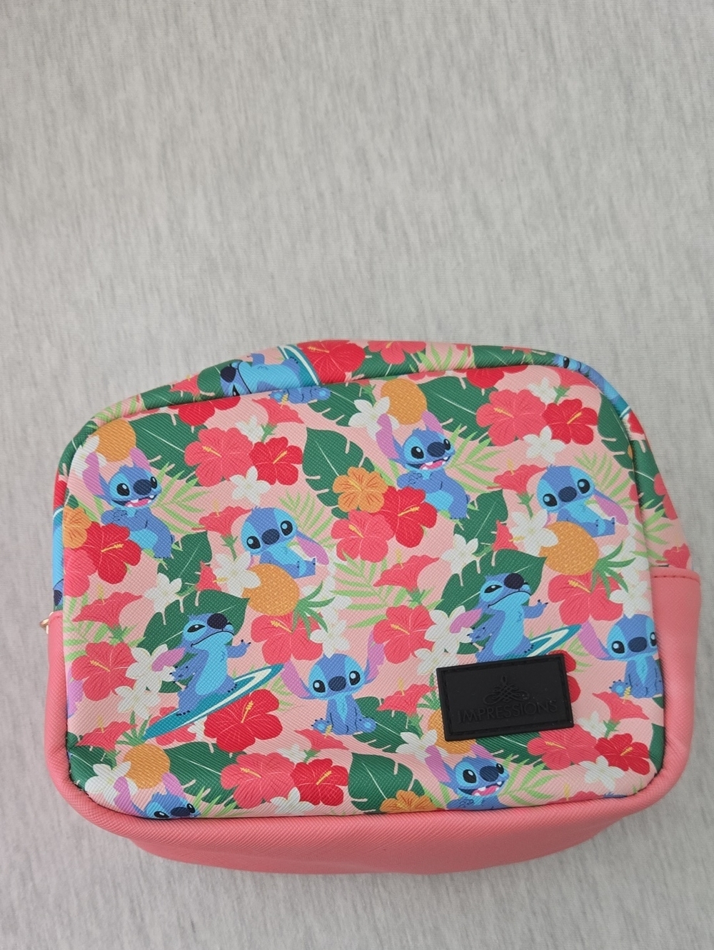 Rare Disney Stitch Tropical Floral Makeup Pouch - Pink, Blue, Green